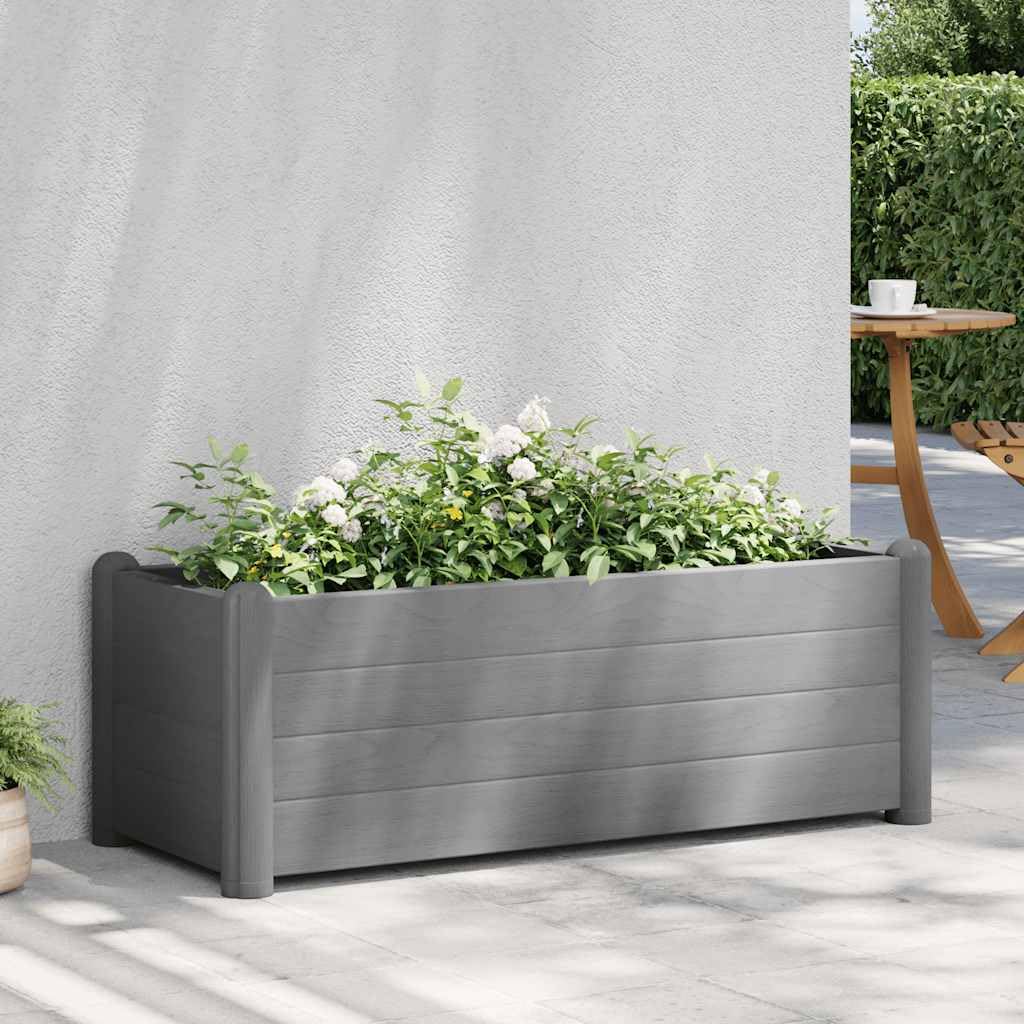 Lit surélevé de Jardin en PP Gris Pierre, Jardiniere 100 x 43 x 35 cm 80 L pour Balcon terrasse Jardin Interieur Exterieur avec Drainage pour Plantes Fleurs Herbes aromatiques semis