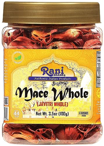Rani Mace Whole (Javathri), Spice 3.5oz (100g) PET Jar ~ All Natural | Vegan | Gluten Friendly | NON-GMO | Kosher | Indian Origin