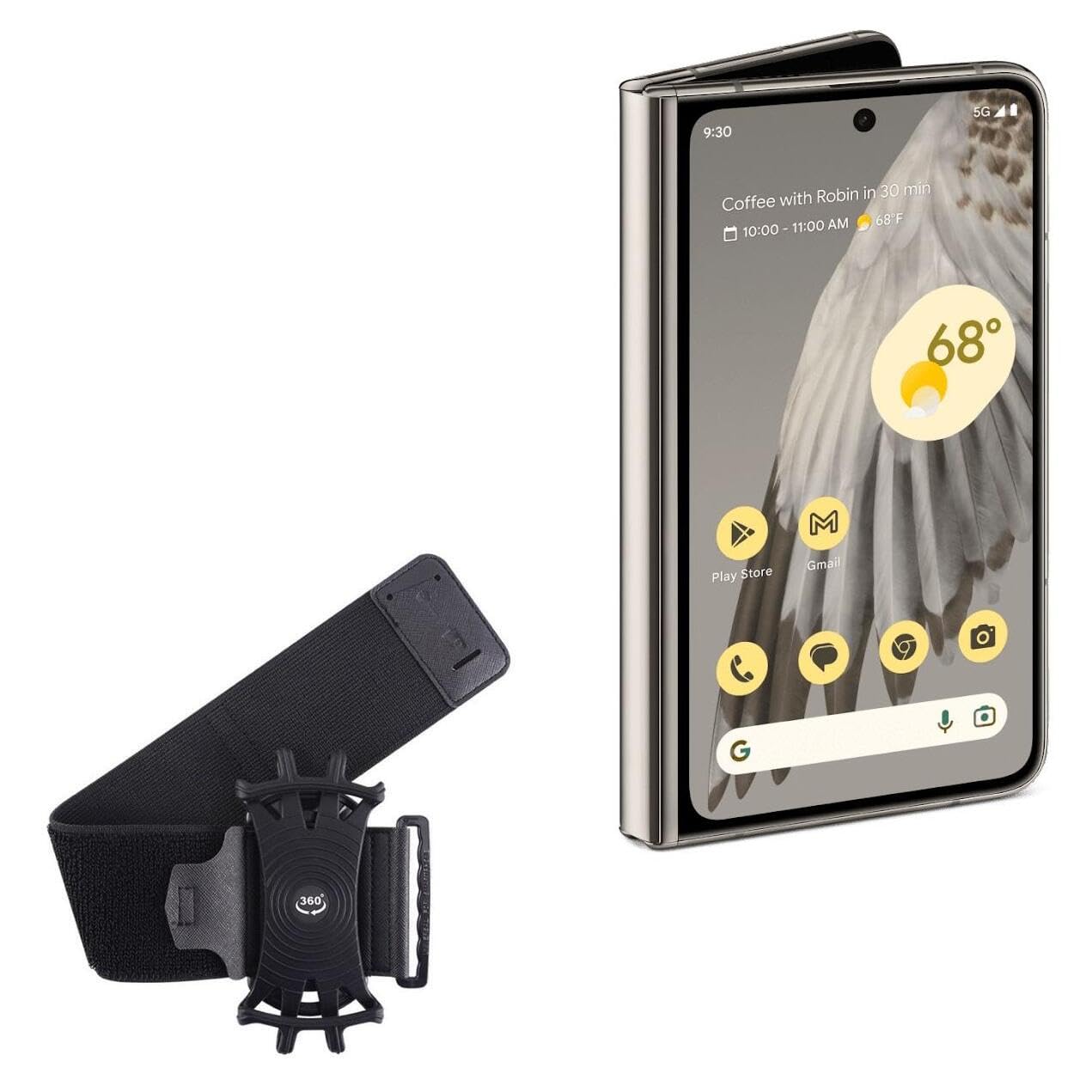 BoxWave Holster Compatible with Google Pixel Fold - ActiveStretch Sport Armband, Adjustable Armband for Workout and Running - Jet Black