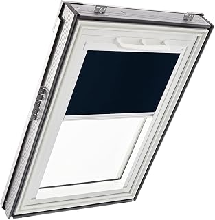 Original Roto Verdunkelungsrollo ZRV - Nahezu vollständige Verdunkelung - Führungsschiene Weiß - Für Dachfenster der Baureihe Q - Größe 055/078 | 05/07 - Stofffarbe Blau