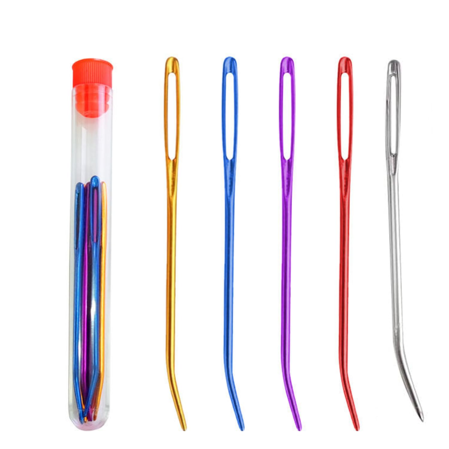 Tusmad 5 Pcs Large Eye Yarn Sewing Needles – Colorful Aluminum Curved Tip Tapestry Needles with Storage Tube for Knitting, Crochet, Darning, Quilting & Weaving Crafts-picture-13