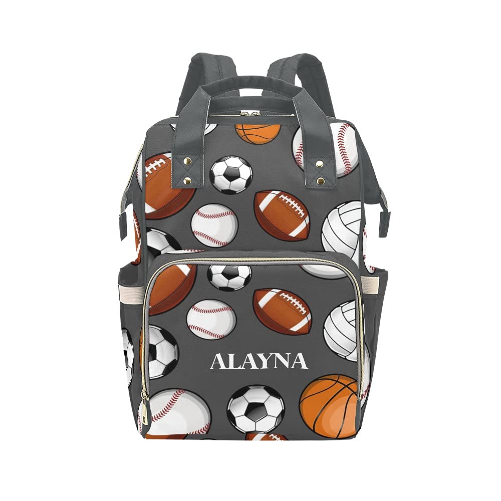 Yeshop Personalized Diaper Backpack Sports Ball Multi Function Diaper Bag Travel Daypack Nursing Nappy Bag