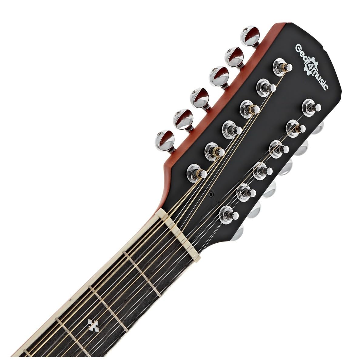 Chitarra elettroacustica a 12 corde Roundback di Gear4music, nero | Accordatore e controlli tono integrati, corpo ABS roundback per comfort e proiezione, suono iconico 12 corde
