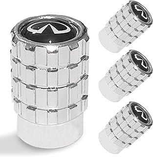4 Pcs for Infiniti Tire Valve Stem Caps, Wheel Air Tire Valve Stem Caps Cover Suit for Infiniti QX50 Q50 Q70 Q70L Q60 QX30 QX60 QX80, Metal Tire Valve Caps for Infiniti Accessories Decoration, Silver