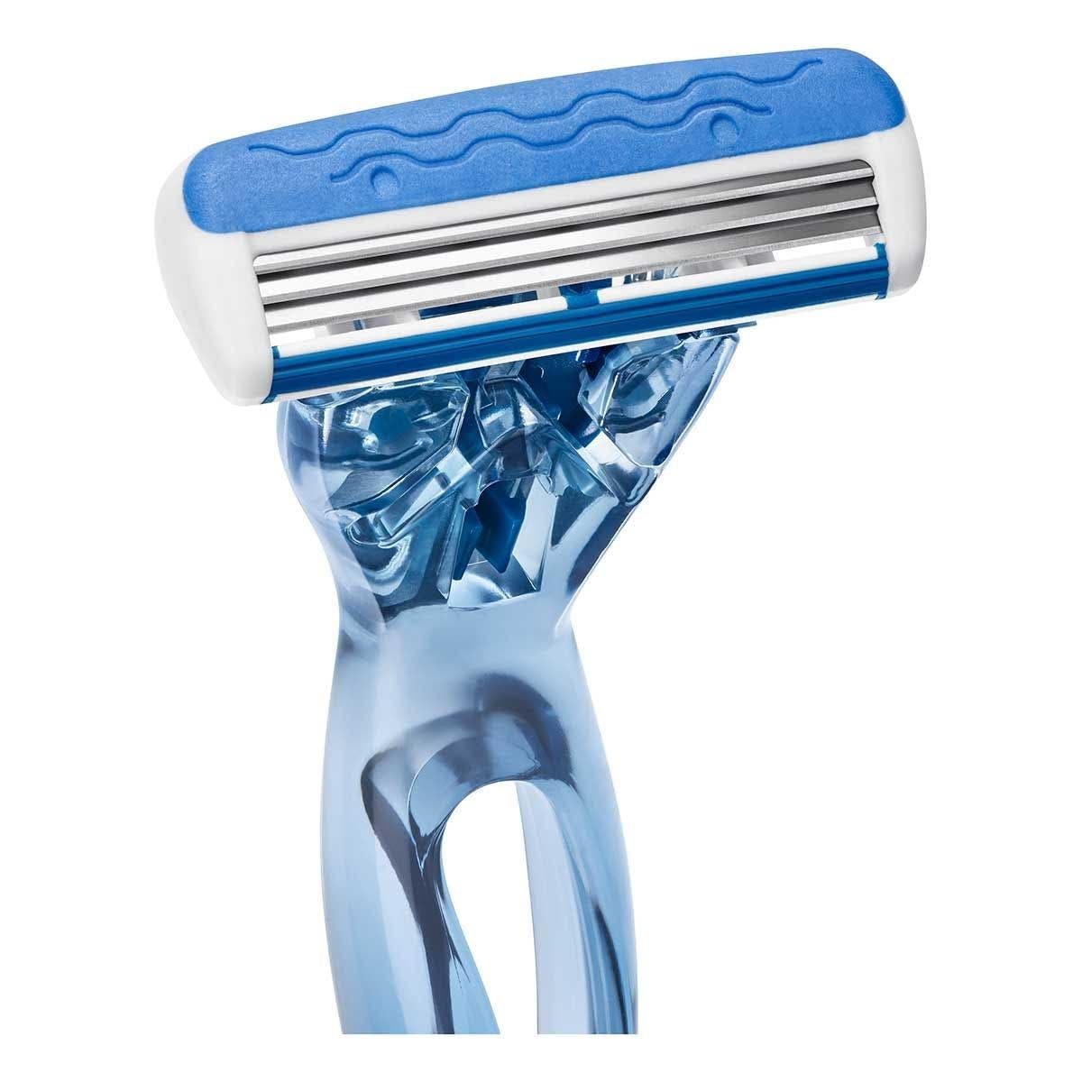 BIC Soleil Click 3 Women's Razor with 4 Refill Cartridges Triple-Blade Shaver with Lubricating Strip & Pivoting Head for Smooth, Close Leg & Body Shaving Handle + Refills