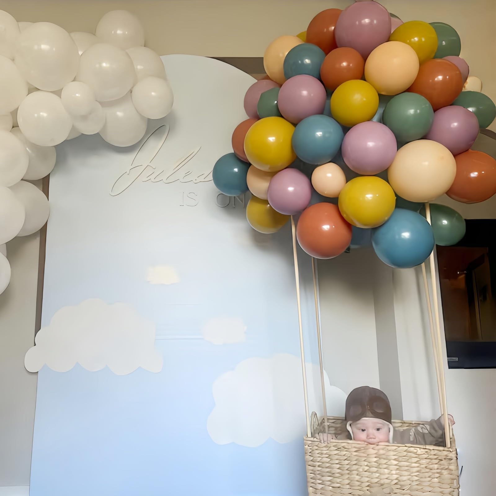 Muted Rainbow Balloons Assorted Colors, 12Inch Dusty Pastel Orange Yellow Green Blue Purple Colorful Retro Latex Balloon for Kid Boho Birthday Baby Shower Here Comes the Son Party Decorations — view 7