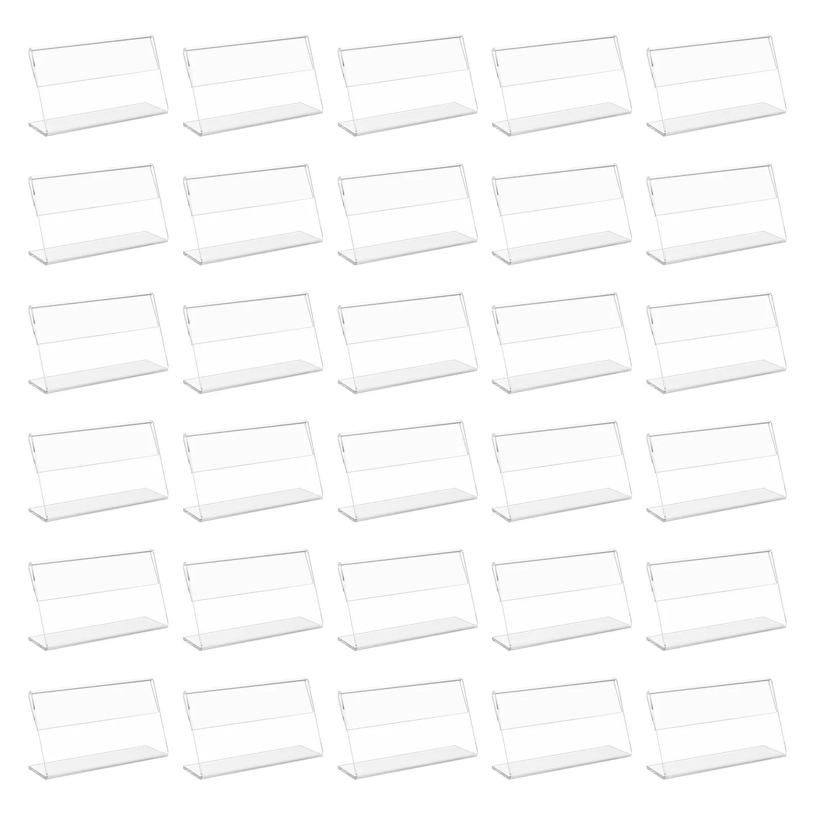 Hzomif 40PCS Mini Business Card Holder Table Name Lable Stand for School Office Acrylic Sign Holder Price Tag Stand for Retail