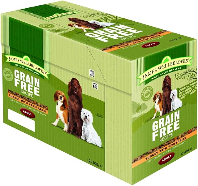12 x James Wellbeloved Adult Dog Food Pouches - Grain Free Turkey 100g