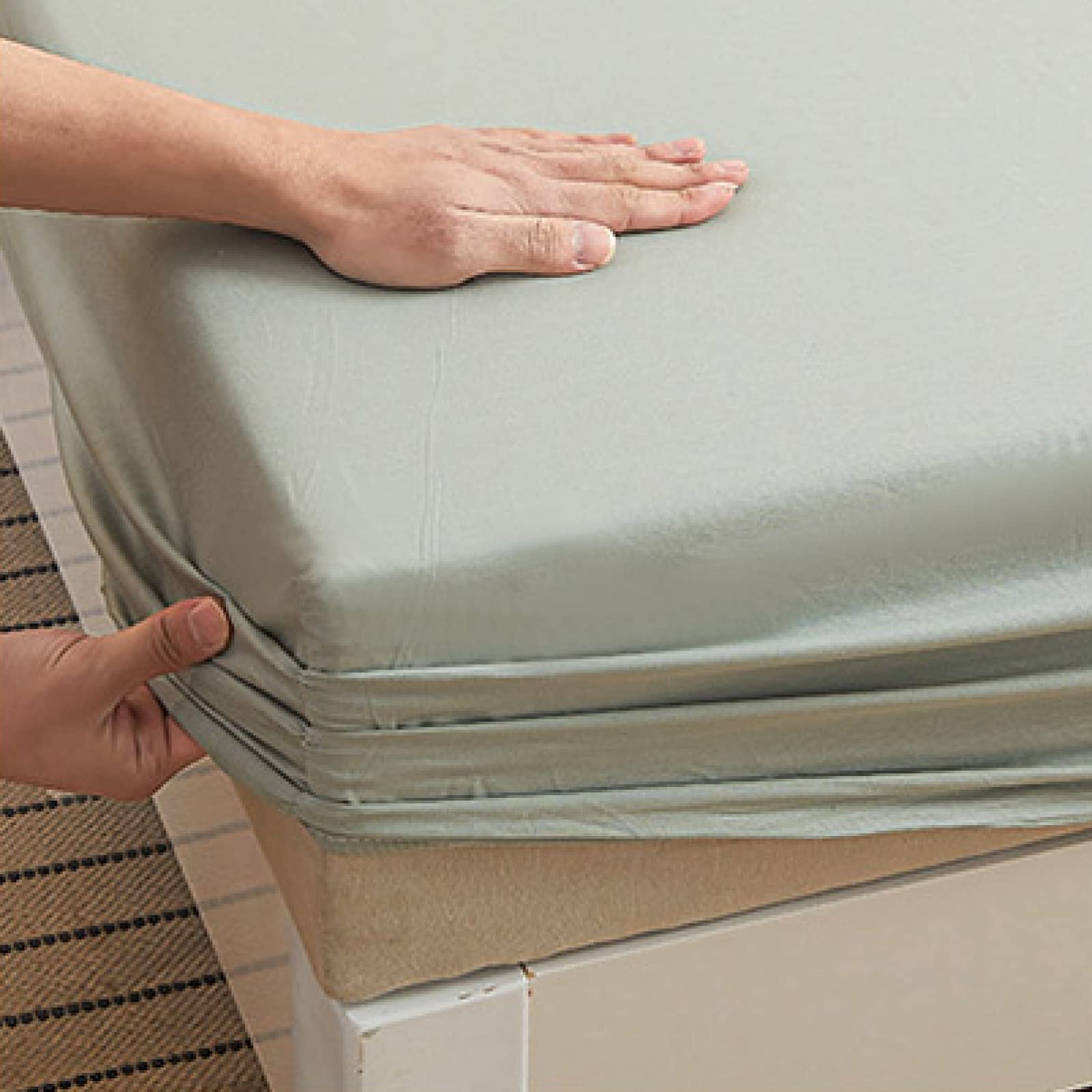 FCLDESHOP Lenzuolo Tasca Profonda,Coprimaterasso in Cotone Stampato Solido, Camera da Letto Alloggio in Famiglia Dormitorio per Studenti Tasca Profonda Coprimaterasso a Molle,Azzurro,180 * 200cm
