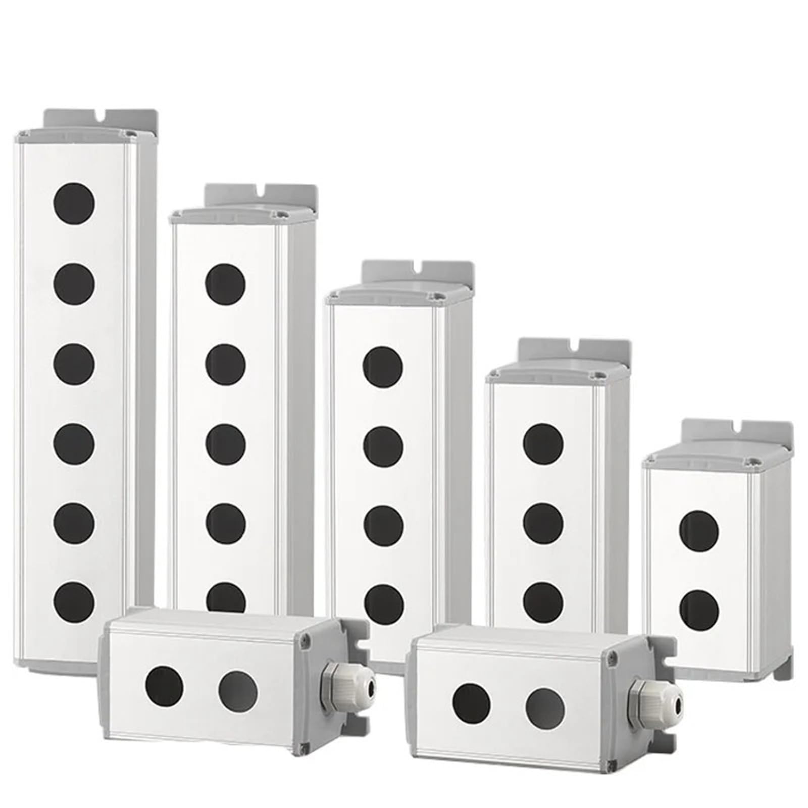 Caja de interruptores de control industrial for el hogar con pulsador de aluminio y metal, 16 mm, 19 mm, 22 mm, 1, 2, 3, 4, 5 o 6 orificios, 45 x 45 mm, 45 x 65 mm, 1 unidad(2Hole,22mm 45x45mm)