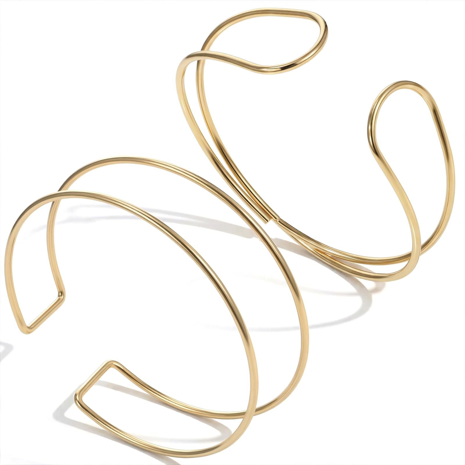 Xinjoduz 2 pulseras de brazo para mujer, brazalete dorado para la parte superior de los brazos, brazaletes en capas, pulsera minimalista ajustable apilable para playa de verano, 2 estilos