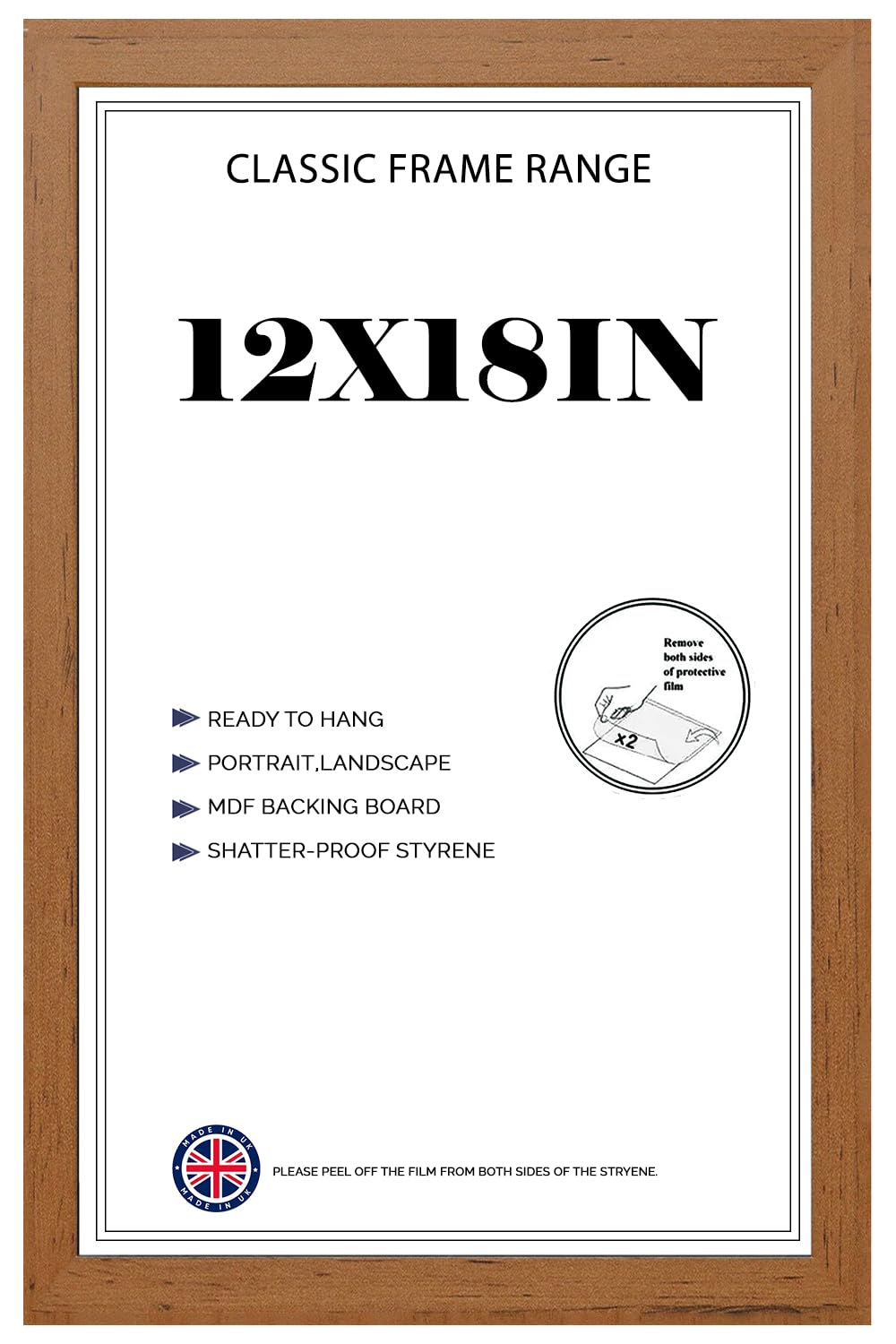 Modern Walnut HD Front Poster Frames 12x18 inches Picture/Photo Frames Vertical or Horizontal Shatter-Proof Perspex Front Easy To Hang for Home, Office, Gallery