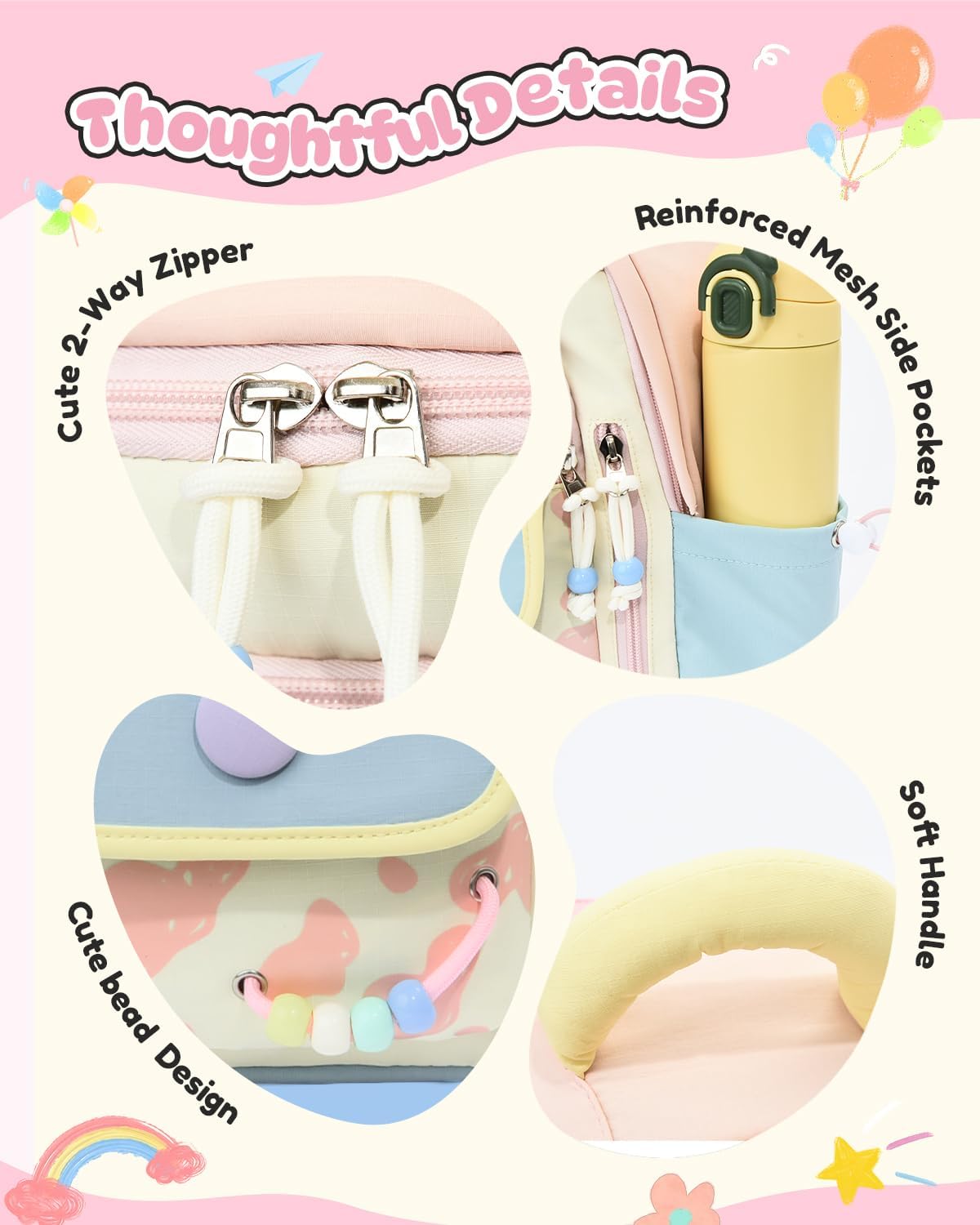 PROTAURI Sac à Dos Enfant Maternelle Fille avec Bretelles de Poitrine, Cartable Maternelle Respirant & Imperméable, Sac Enfant Maternelle Léger Macaron-Design pour 2-5 Ans, 8L, Rose Clair | Avec sangle de poitrine, imperméable, légère, respirante, ergonom