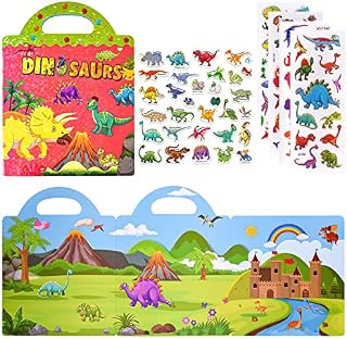 ASTARON Reusable 3D Puffy Sticker Book for Kids, 88 Pcs Cute Waterproof Vehicles Stickers, Puffy Sticker Game Travel Stickers and Educational Sensory Learning Toy3-6 Age