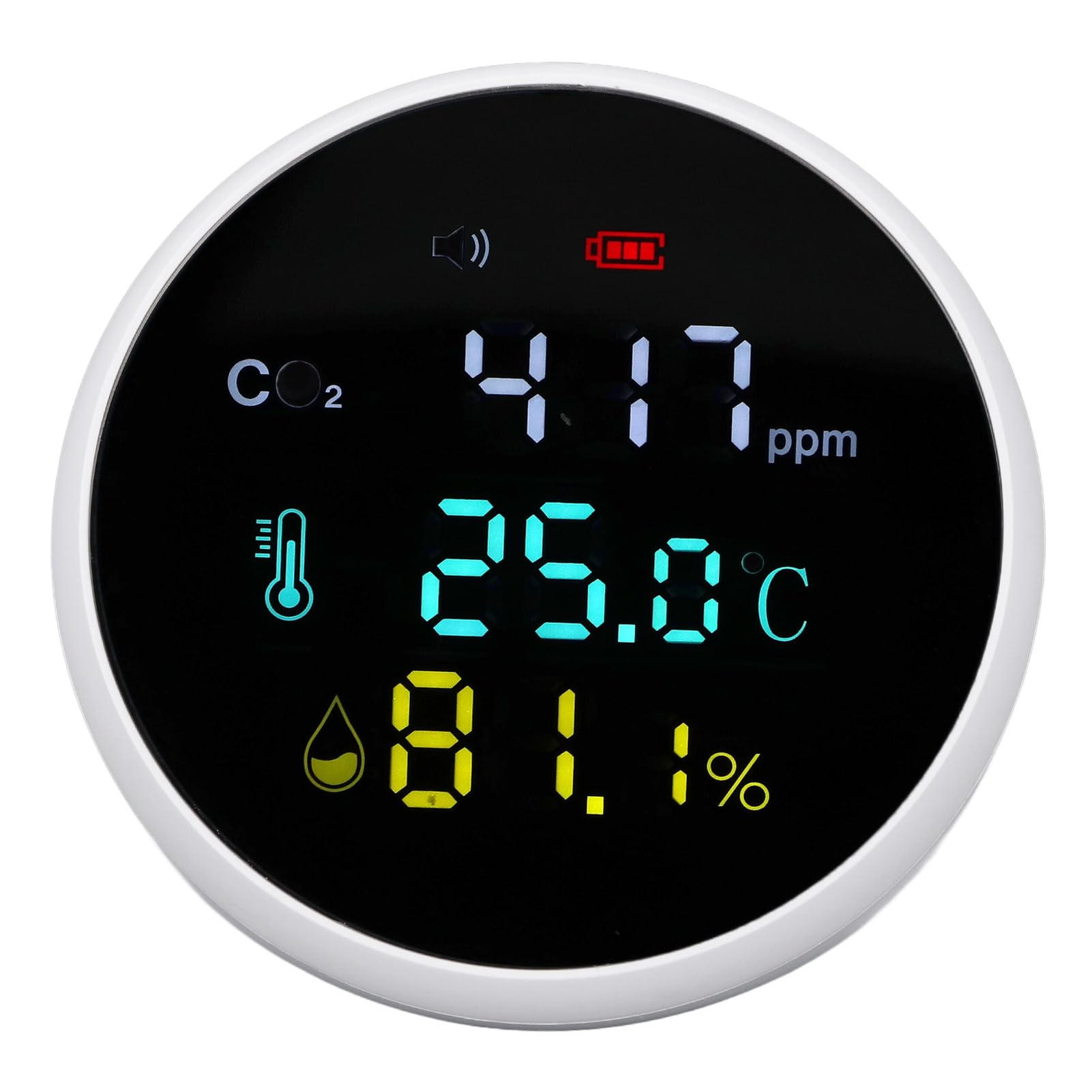 Monitor de CO2, Detector Portátil de Alta Precisión con Alarma, Monitor de Temperatura y Humedad para el Aula de Oficina en Casa