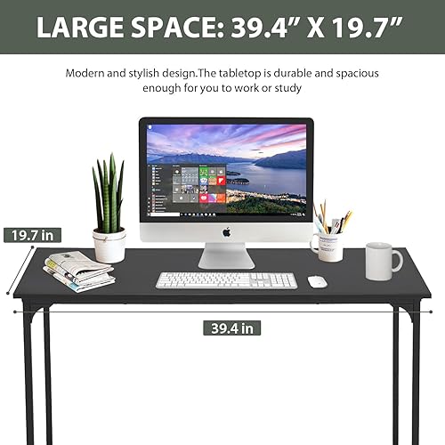Miniatura 4 de Escritorio para computadora, escritorio de oficina en casa de 39 pulgadas, mesa de estudio, escritorio de PC de estilo moderno y simple con marco de