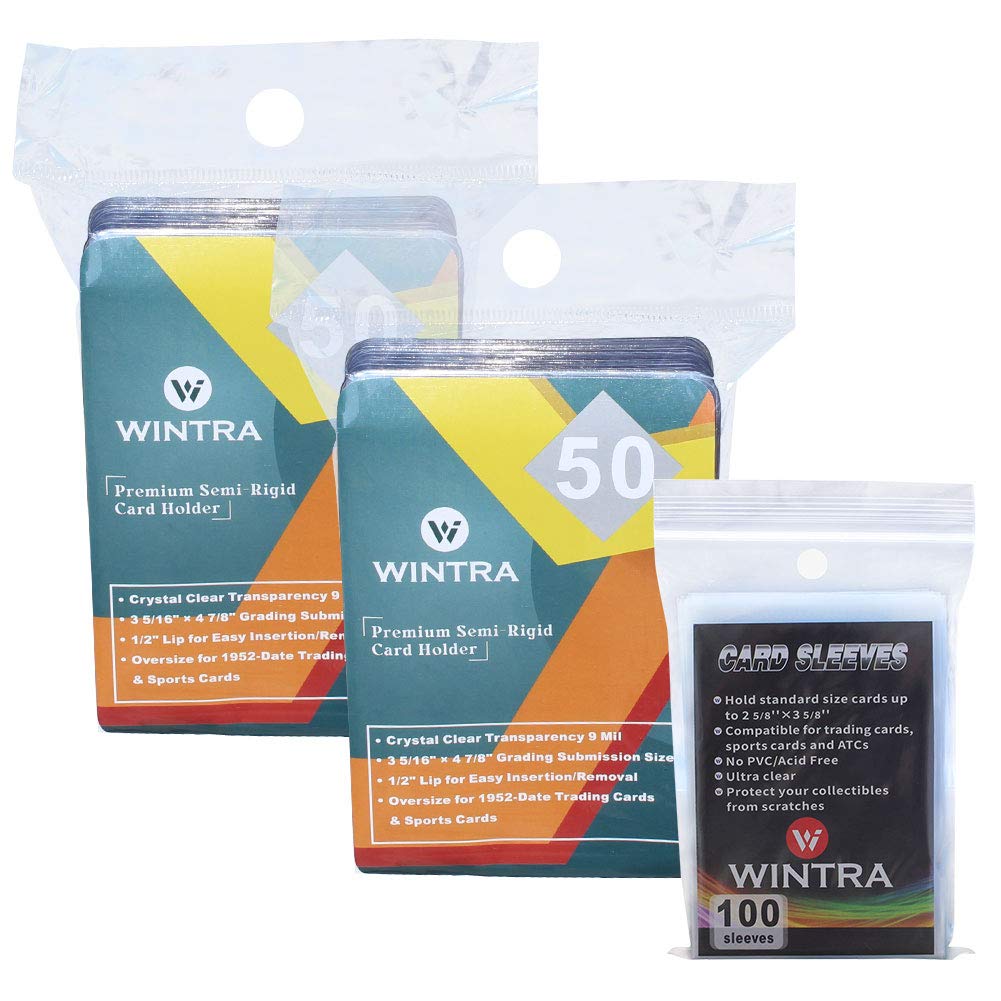 100 Count Semi-Rigid Card Holder with 100 Pack Penny Sleeves, Quality Card Submission Card Sleeves Protectors