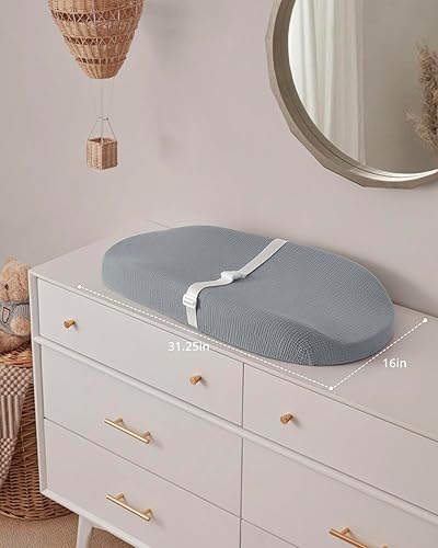Miniatura 7 de Blissful Diary Cambiador de muselina para bebé con espuma de forro impermeable, almohadilla para cambiador de pañales con funda para aparadores