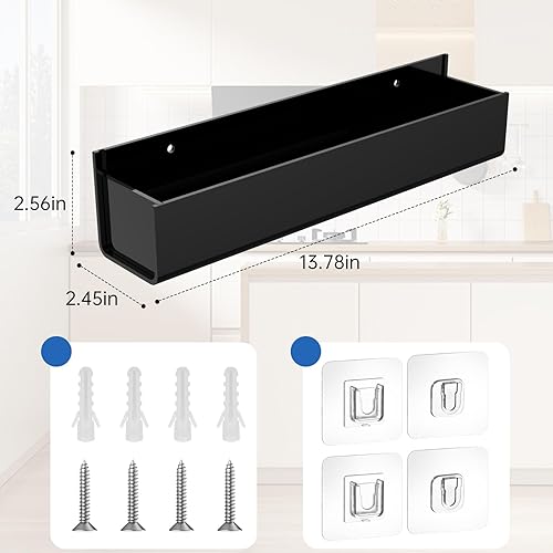 Miniatura 7 de Estante de especias para RV, organizador de especias montado en la pared, paquete de 2 estantes de almacenamiento de acrílico, montaje en puerta de