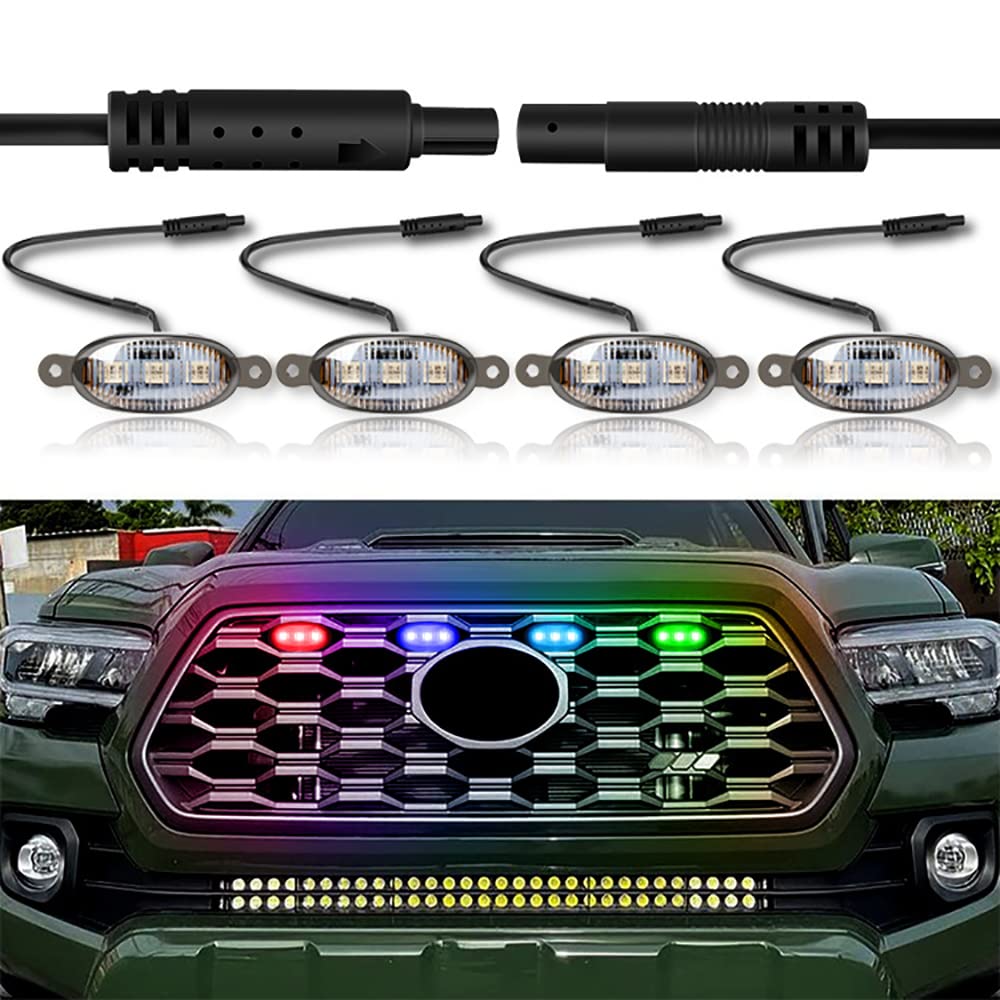 AUTOPOWERZ® 4PCS 12 Led RGB Car Grille LED Head Light APP Control