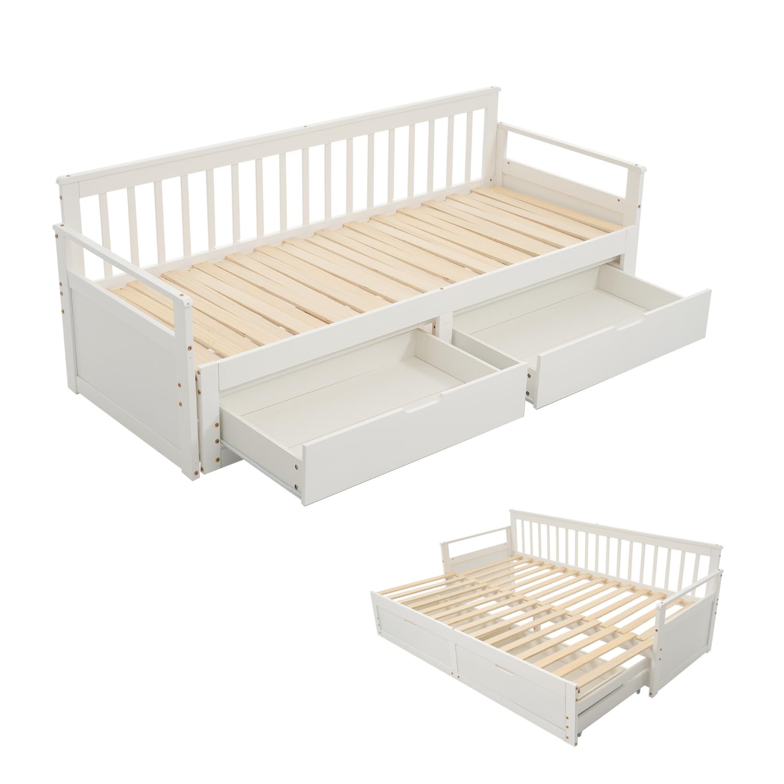 Amazon｜Harper & Bright Designs ソファベッド 木製 伸長式ベッド