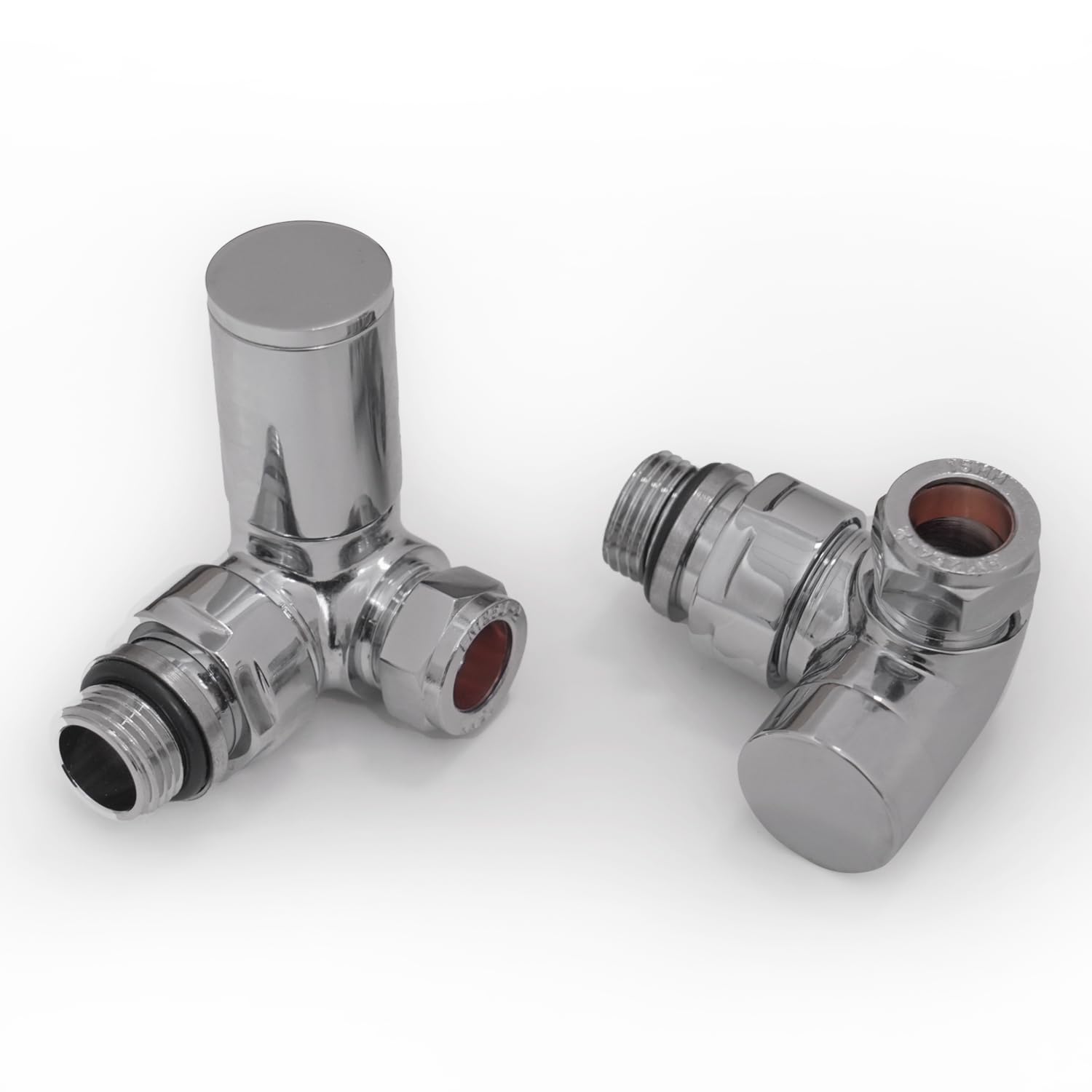 VANCOCOChrome 1/2"×15mm Corner Radiator Valve Round with Lockshield,Manual Radiator Valve Standard Connection for Heated Towel Rail and Central Heating Modern Bathroom