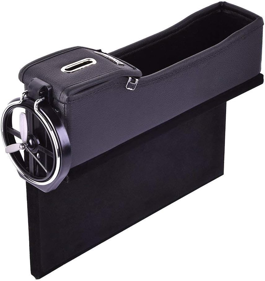 Car Seat Gap Filler - Passenger Side Premium Full Leather Organizer with Cup Holder, Coin holder, Car Pocket Organizer for Cellphone Wallet l Passenger Side l