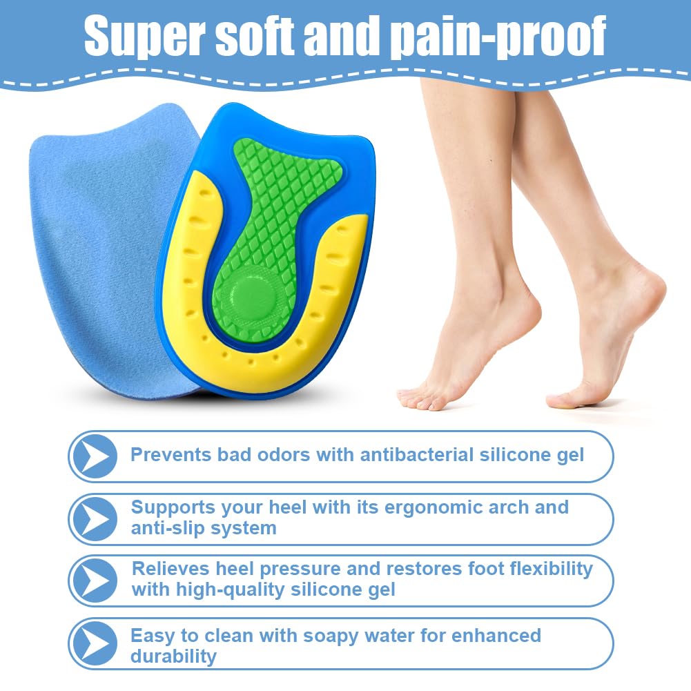 Pack de 4 Taloneras para Zapatos,Aliviar el Dolor Talonera de Silicona,Reducir los Golpes,Plantilla de Gel para Talón Transpirables para Confort al Caminar,Hombre y Muj,Talla L (40-46)