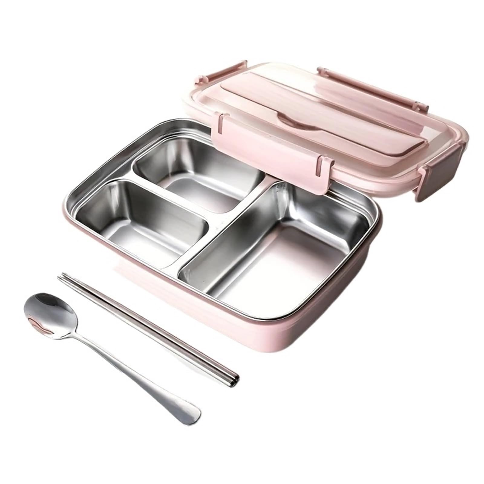 Schiscetta Pranzo Lunch box a prova di perdite con 3/4 scomparti, contenitore bento resistente e facile da pulire(Pink)
