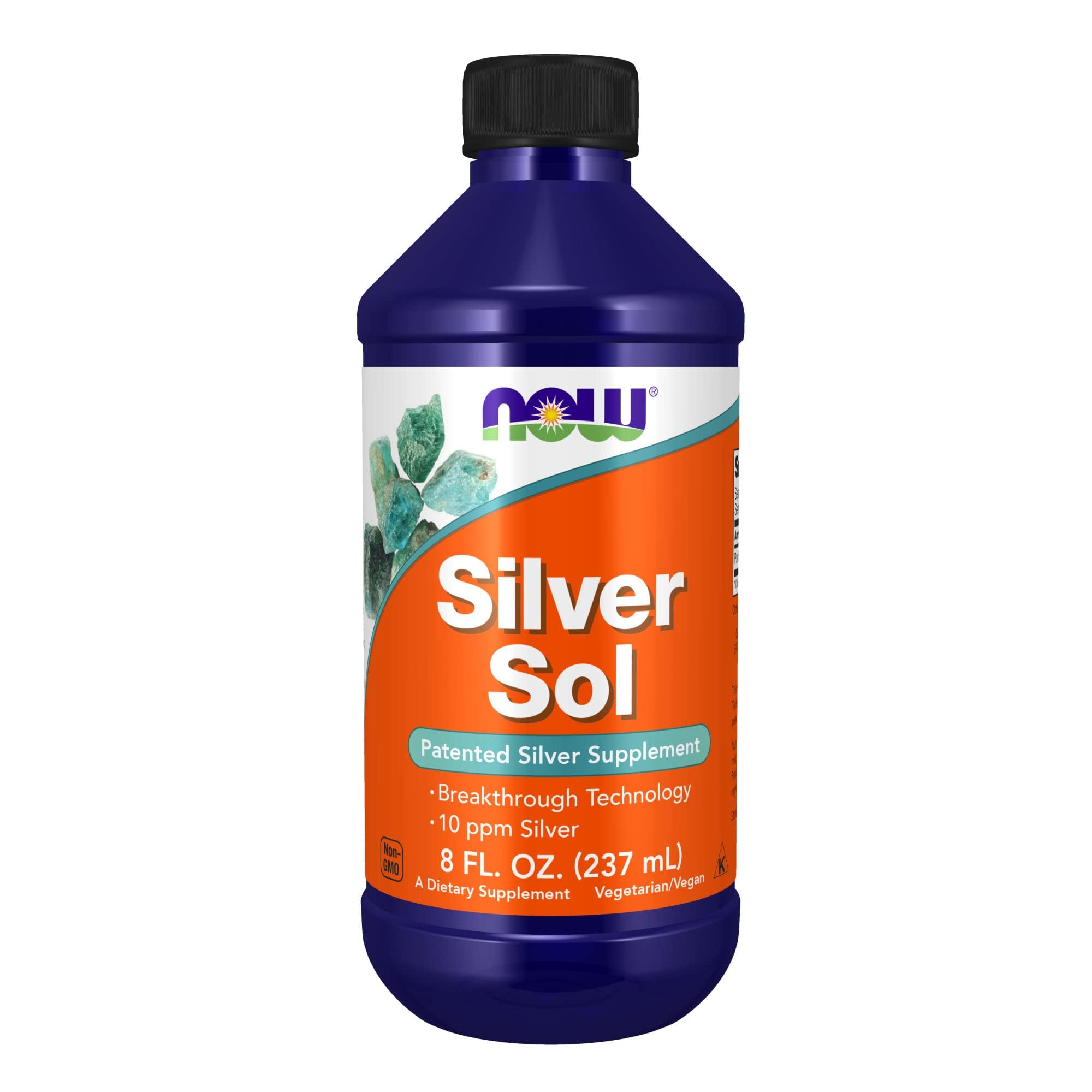 NOW Foods Supplements, Silver Sol 10 PPM with Elemental Silver and Deionized Water, Liquid, 8-Ounce