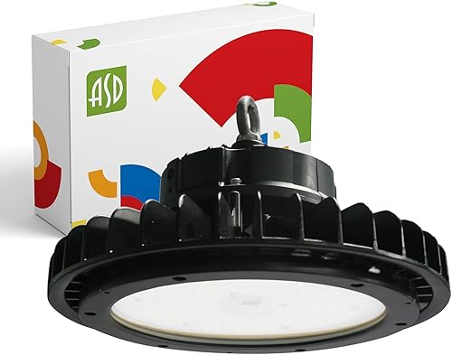 Miniatura 10 de ASD UFO LED High Bay Light 150w 19,479lm 5000K, 1-10V regulable, 120-277V, luz de área de almacén comercial impermeable IP69K Eqw.500W MHHPS, cuerda
