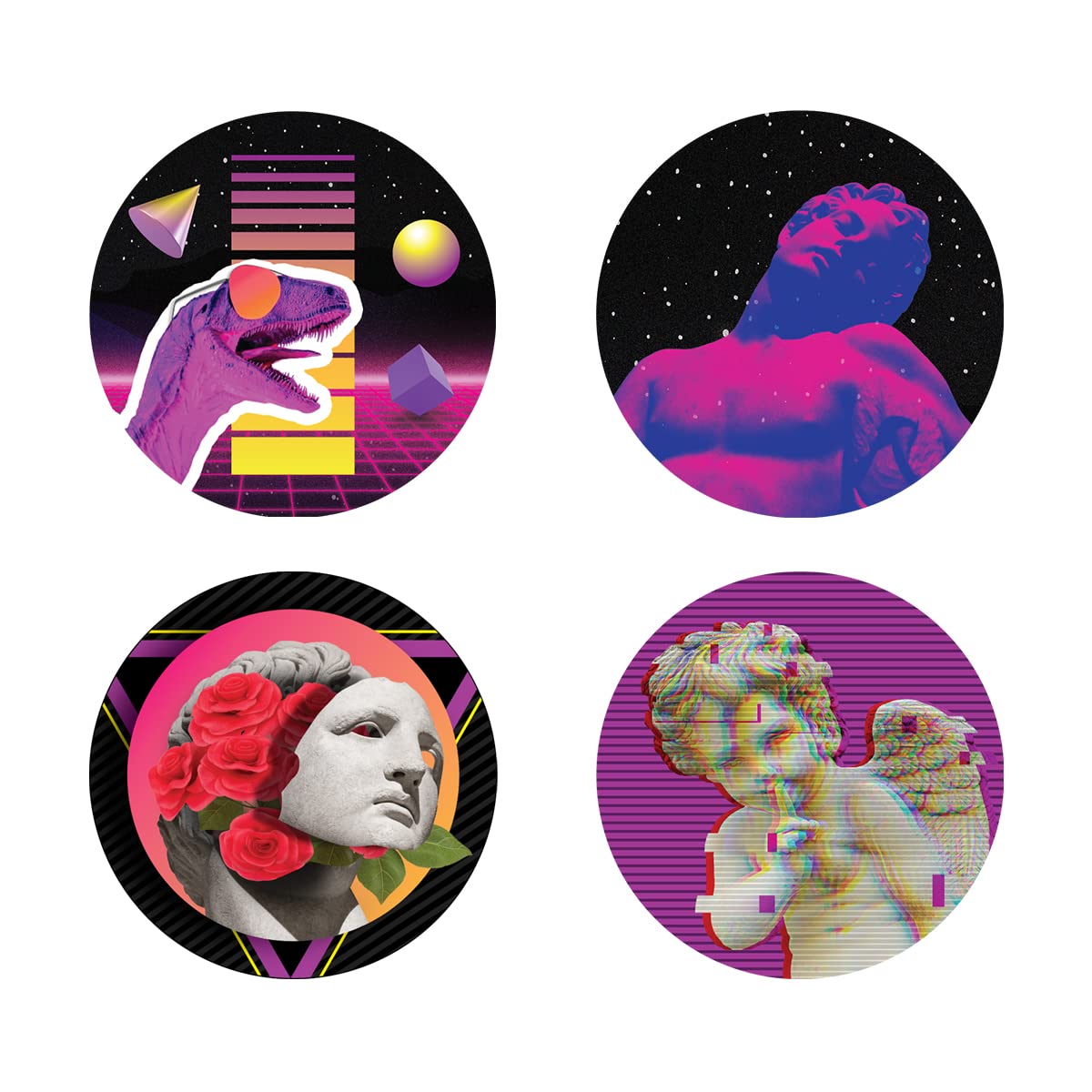 GenericVaporwave Stickers, Pack of 4 Aesthetic, Abstract Decals for laptops, Water Bottles, notebooks and Luggage
