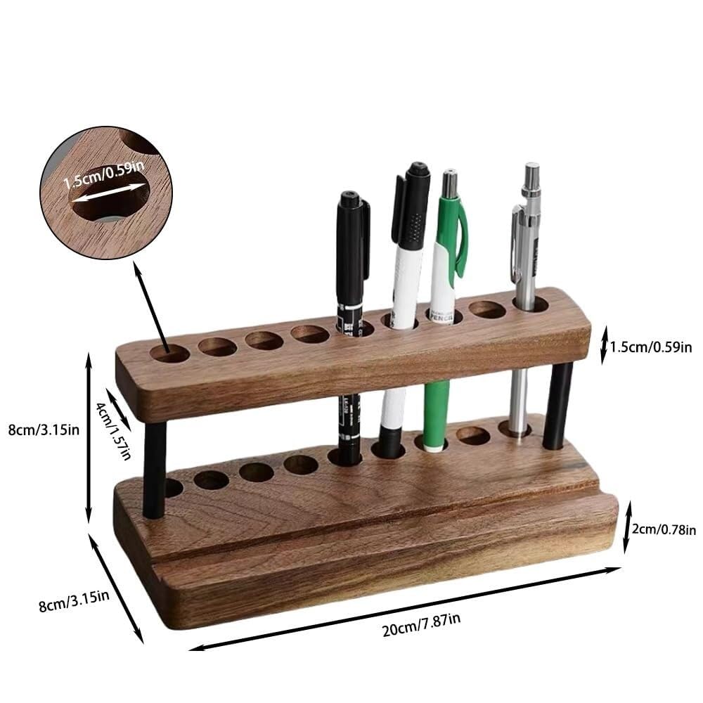 Stifteköcher Stifte Halter Schreibtisch-Stifthalter Mit 9 Stiftfächern Und Einem Telefonständer Schreibtisch-Organizer(Walnut)