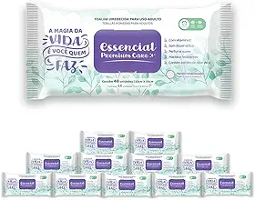 12 Pacotes Toalhas Umedecidas Adulto 48fls - Essencial Premium Care