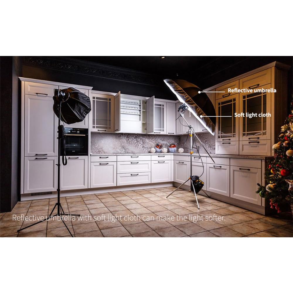 Godox Parapluie réfléchissant parabolique - 150 cm - Parapluie réfléchissant - Parapluie pour studio photo - Intérieur argenté - avec couvercle diffuseur - Sac (argent, 152,4 cm)