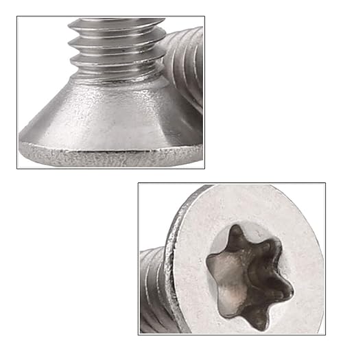 Miniatura 3 de M6-0.039x0.394 in Tornillo Torx de cabeza plana Máquina de seguridad Tornillo Tornillo Resistente a manipulaciones Tornillos Acero Inoxidable 304