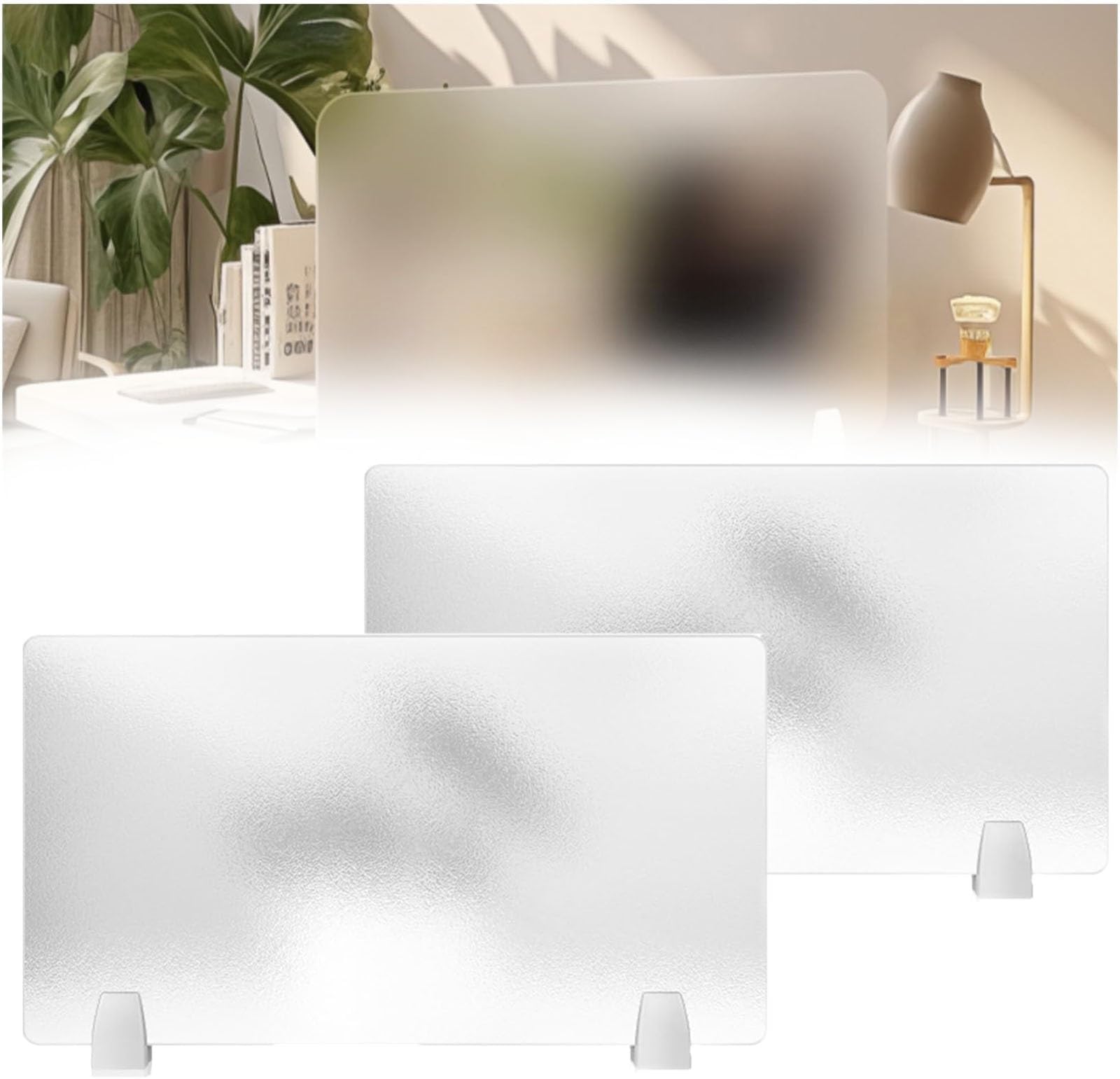 Translucent Office Partition Panel Abrasive Desk Divider (40-120 cm) for Workspace 2PCS (H 70CM x 30CM) Ideal for Open Office Layouts