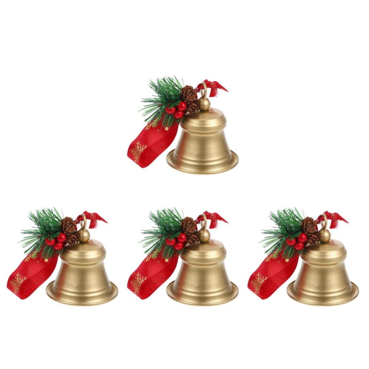 TOYANDONA 4 Pezzi Elemento Decorativo Natalizio in Ferro Oro, con Anello | Stile Rustico Elegante, Forma Classica con Dettagli Intricati, per Albero di Natale e Feste