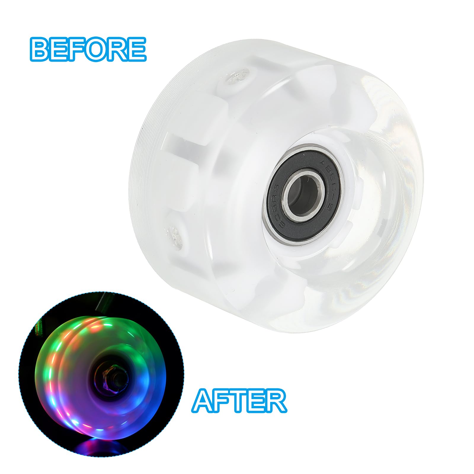 PATIKIL 8 Pcs Ensemble de Roues de Patins 58mm 82A Rouge Bleu Vert | à Roulettes, Ensemble de Roues de Skateboard Cruiser Lumineuses avec Roulements, pour le Patinage à Double Rangée