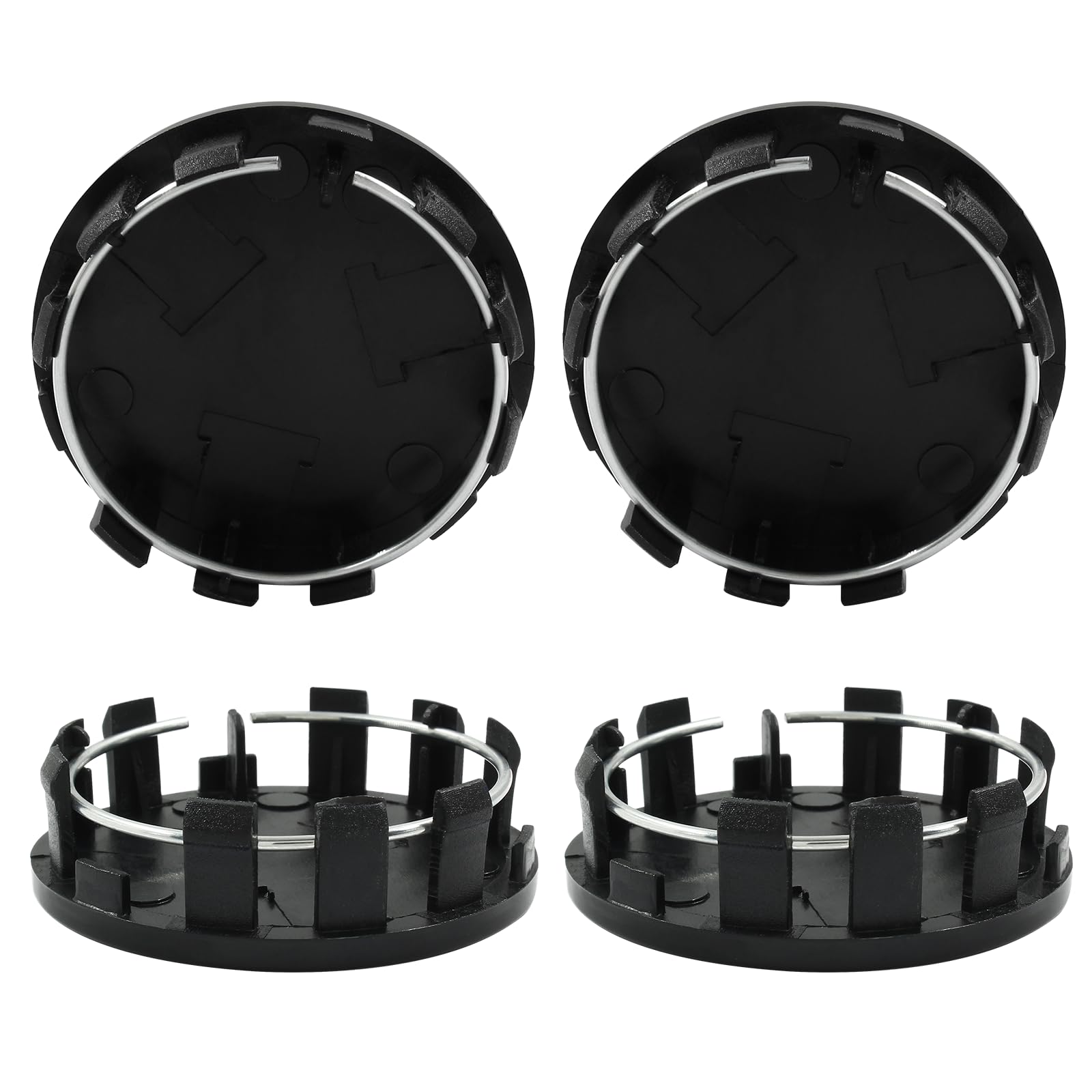 BokWin 4 Pcs 54mm/2.13 Inch Wheel Center Hub Caps Mini Tyre Center Caps Cover for Car (Black)