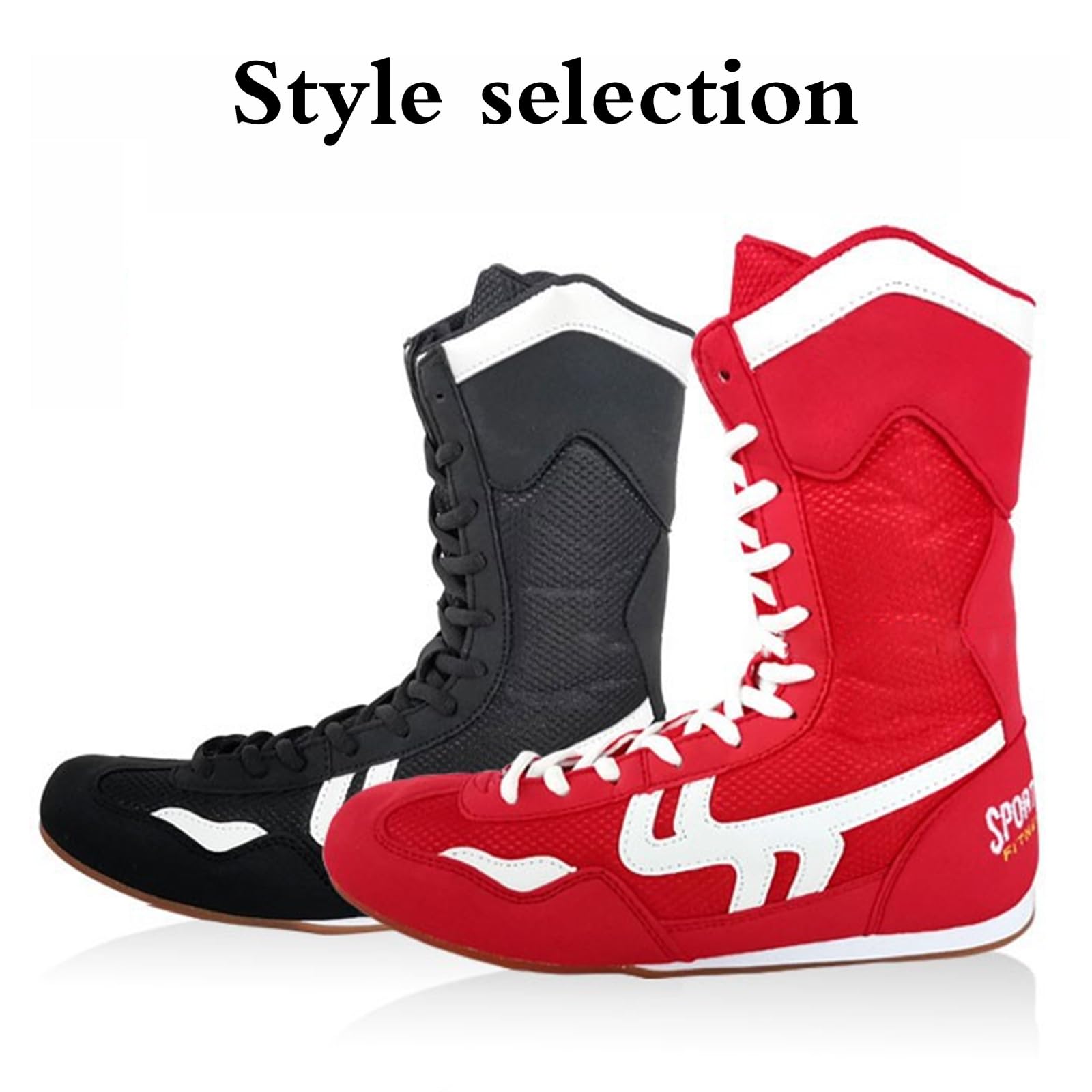 Scarpe da Wrestling Uomo,Scarpe da Boxe Uomo,Stivaletti Boxe Unisex Adulto,Non-Slip Leggero,Design High-Top,Suola Antiscivolo,per Allenamento Combattimento Esercizio Fitness Arti Marziali