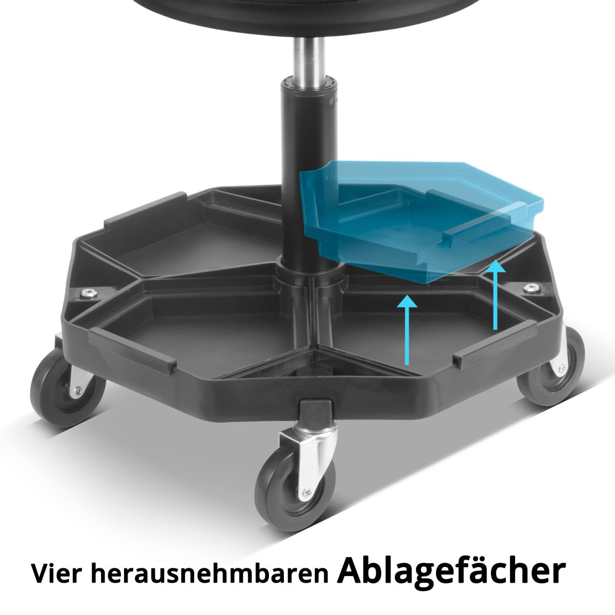 STAHLWERK Taburete de Taller WRH-57 ST con Capacidad de Carga de 120 kg Asiento de Taller | Silla de Taller | Taburete rodante | Taburete de Trabajo | Asiento con Ruedas para Taller con Ruedas de