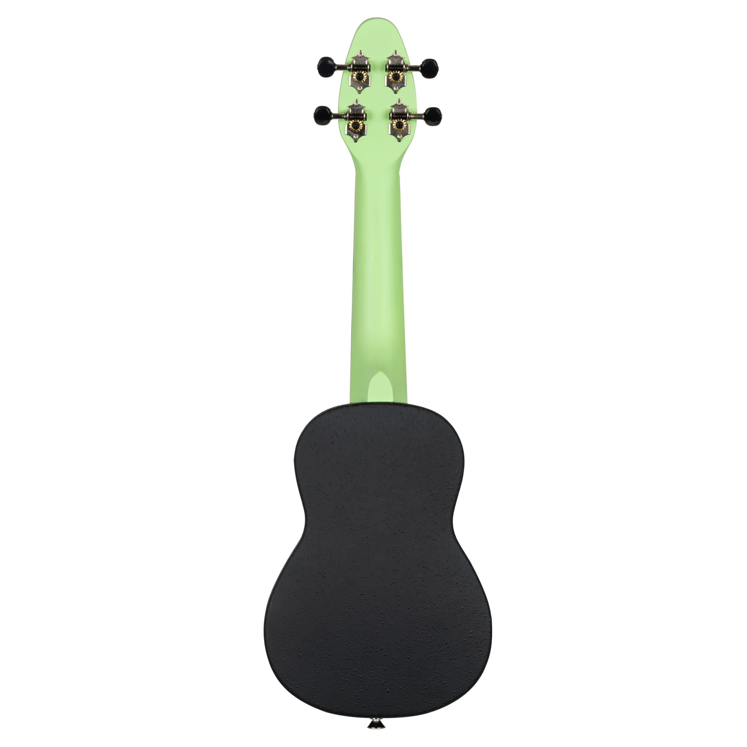 Ortega Guitars Ukelele Soprano verde - Keiki K2 - Kit de inicio incluye afinador, correa, 5 púas medianas y bolsa de dibujo - pastel/tomatillo (K2-TMO)