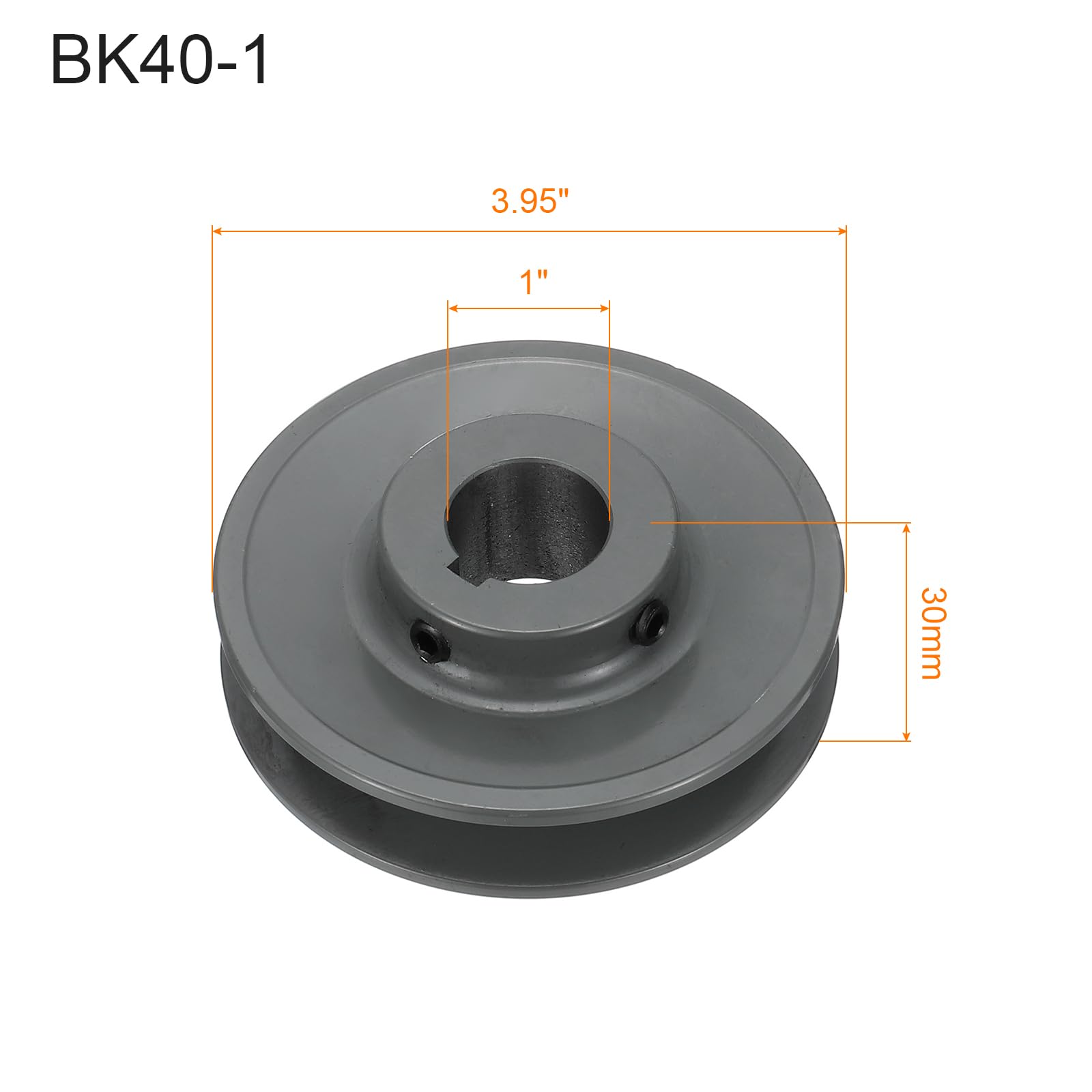 uxcell BK40-1 Poulie à courroie trapézoïdale 2,5 cm Alésage 3,95 po OD Poulie à rainure unique en fonte Section ceinture pour ceinture 3L ou B