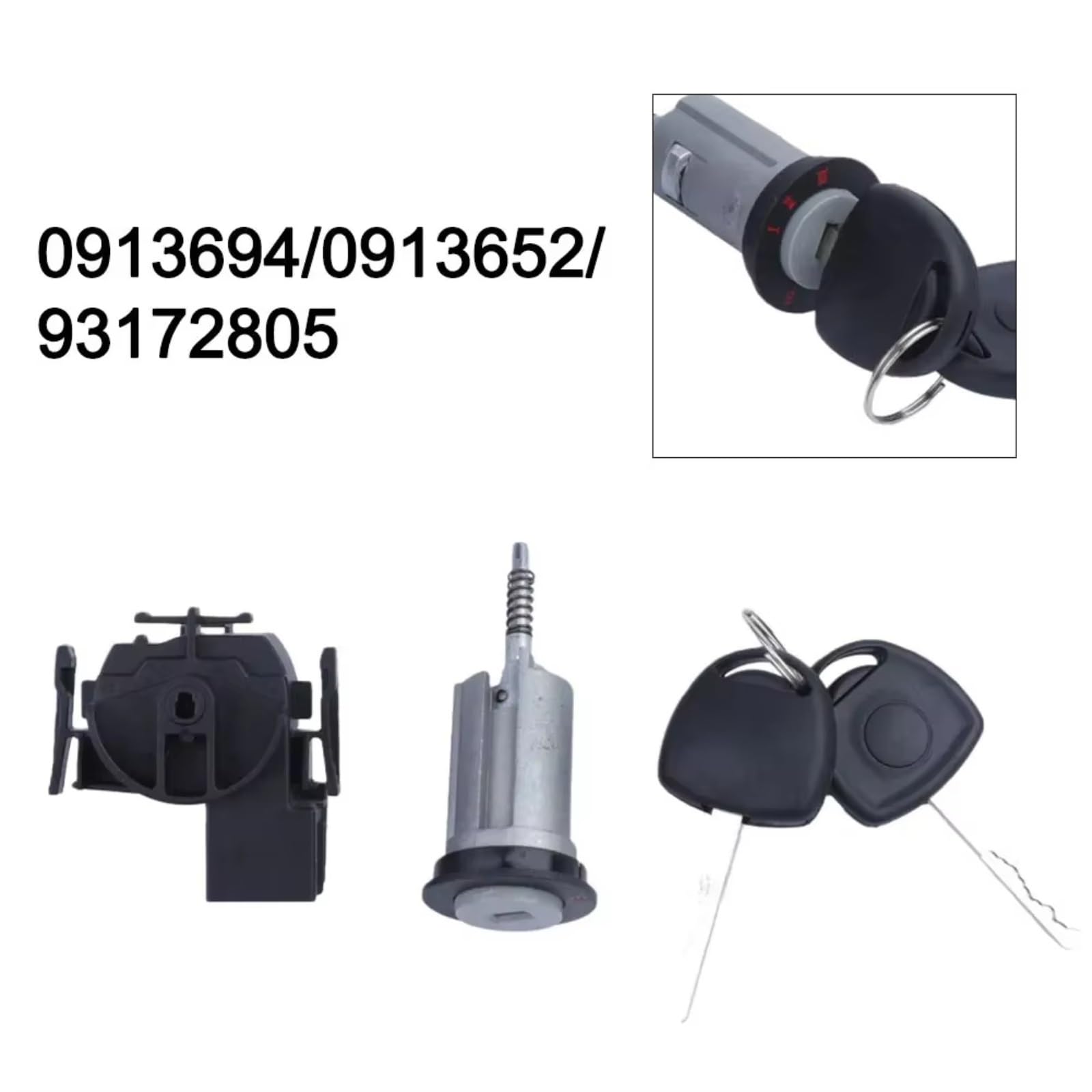 Juego de cilindro de encendido Cilindro Cerradura Encendido Compatible Con Opel Para COMBO C 2001-2011 93172805 Interruptor Encendido Automóvil Con Cilindro Cerradura Con 2 Llaves