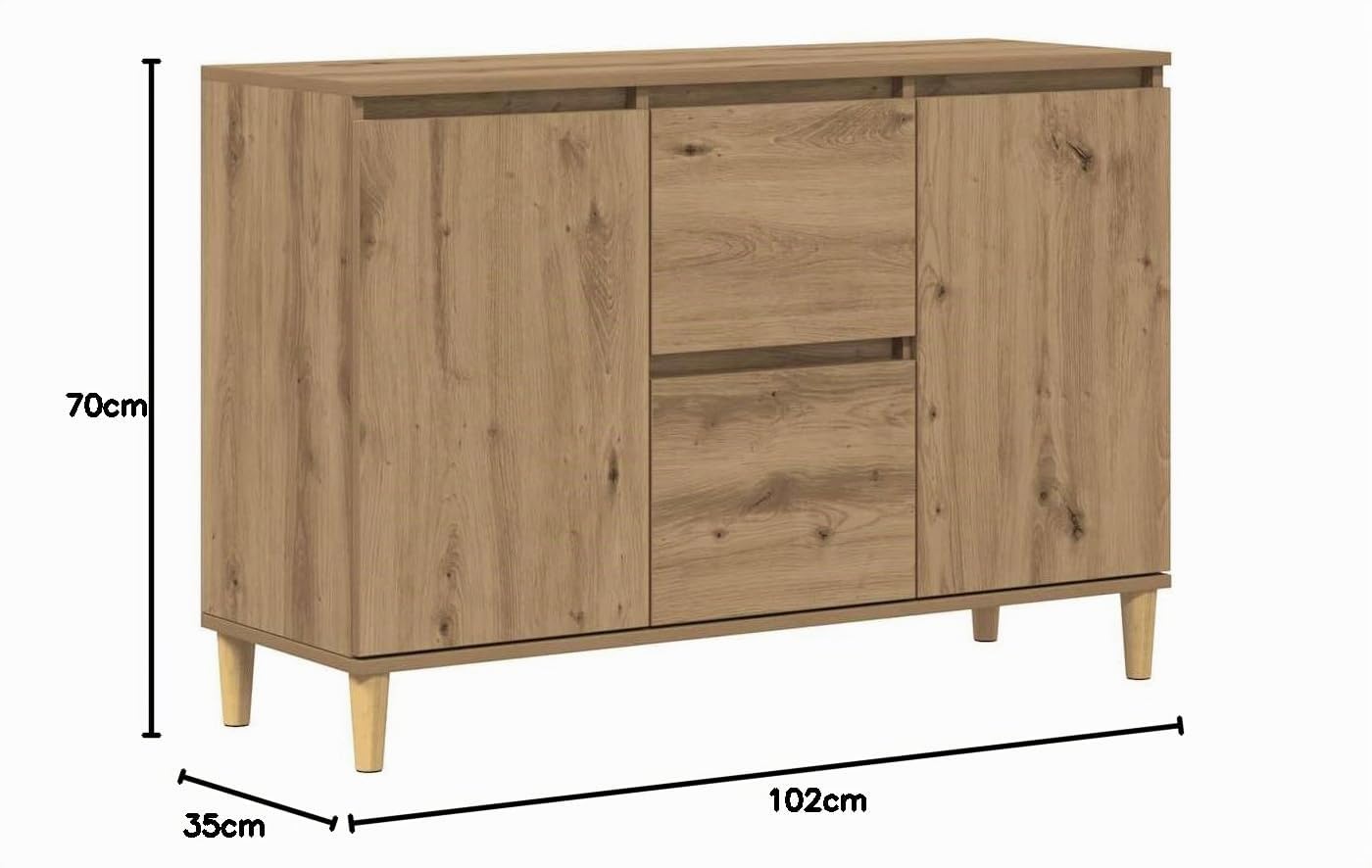 Refined Aparador de Madera de ingeniería Roble Artisan 102x35x70 cm