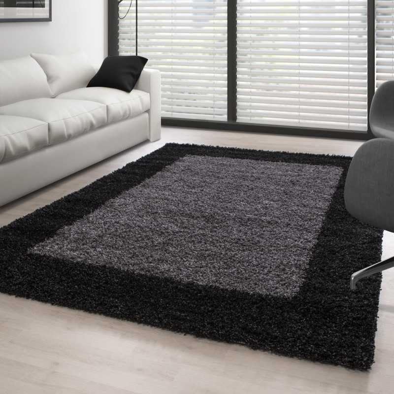 Tapis shaggy pour sol froid anthracite gris 160 cm isolation et douceur