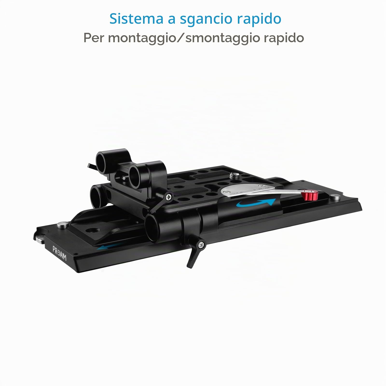 PROAIM piastra base 19-15mm, dovetail treppiede, blocco rapido | Alluminio CNC, attacchi 1/4-20 e 3/8-16, supporto 15/19mm DSLR-cine