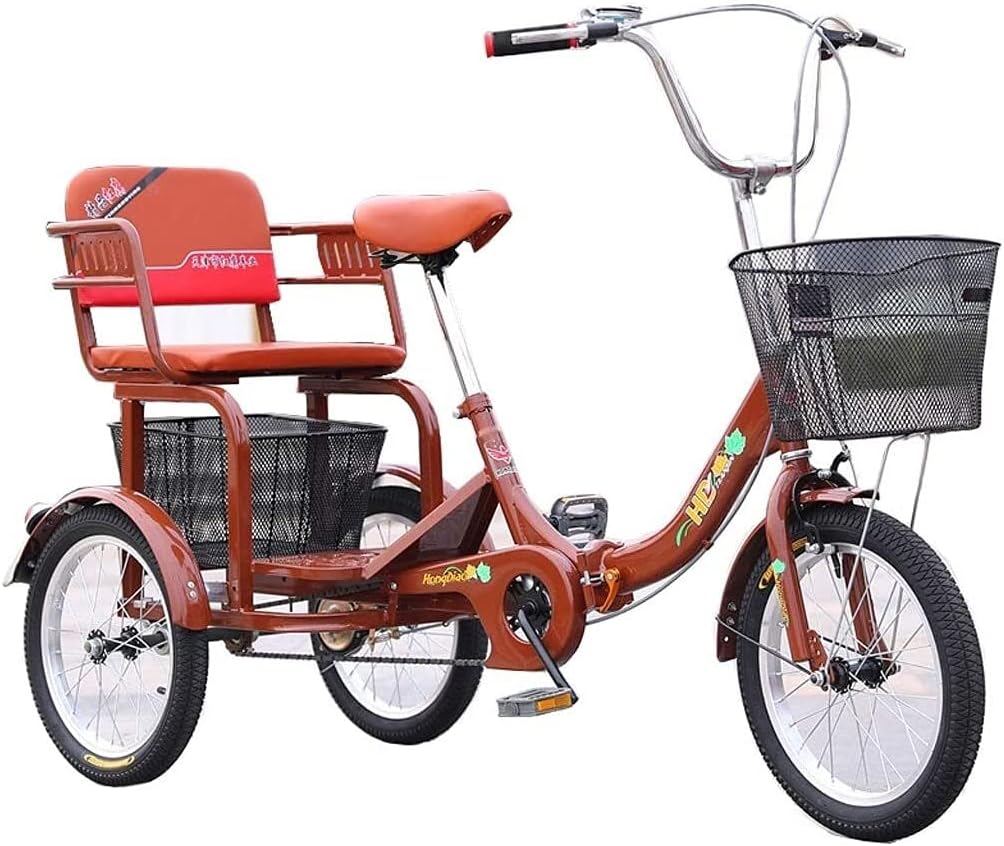 Comfort Three-Wheeled Bicycles for Seniors Folding Trike Adult Tricycle Seniors 3 Wheel Bike 16 Inch Three-Wheeled Bicycle with Large Shopping Basket Exercise Pedal Men Women