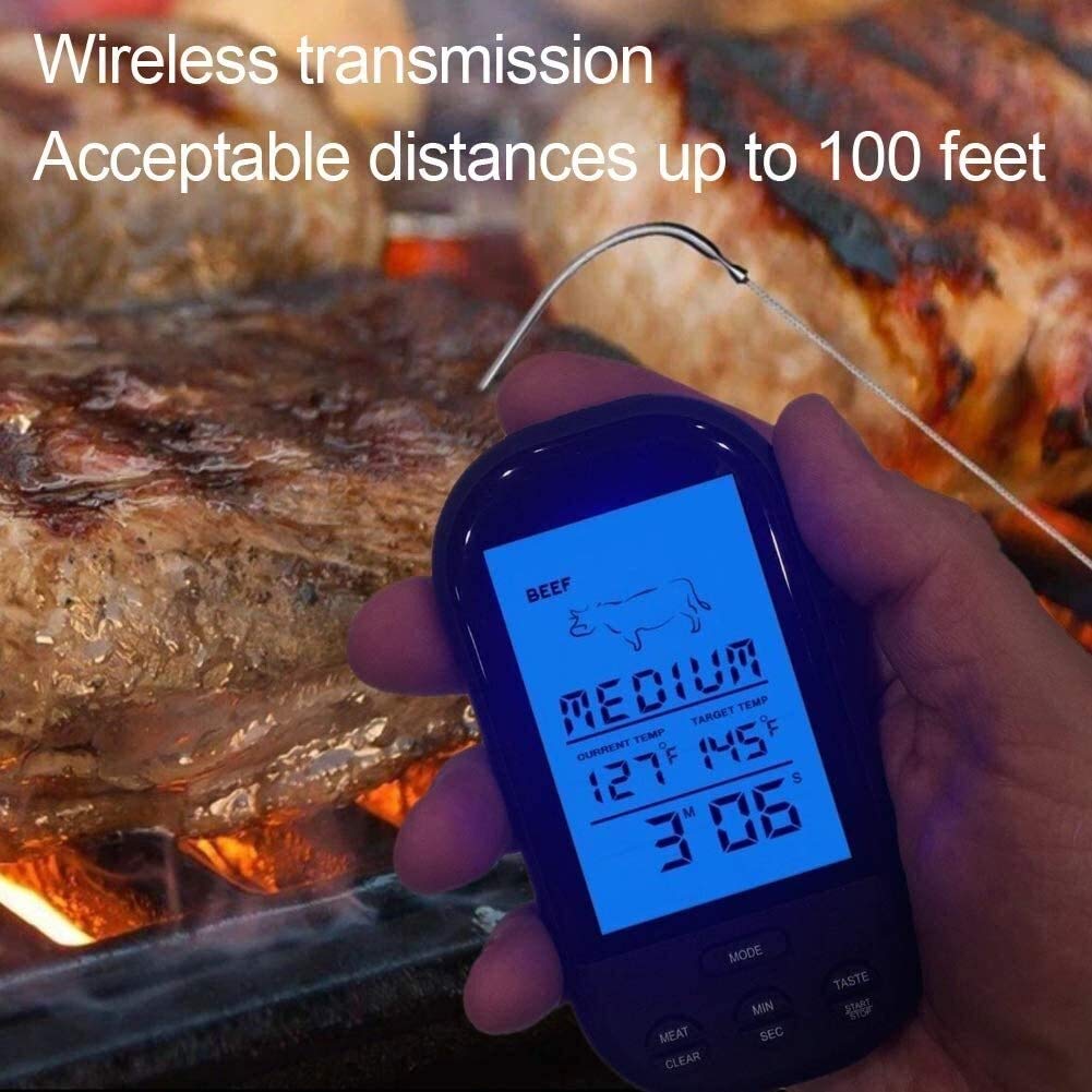 XMING Termometro per la carne digitale a distanza wireless per barbecue per fumatori grigliati, grill, forno, termometro alimentare, retroilluminato lettura istantanea, monitorare il cibo da 100 piedi